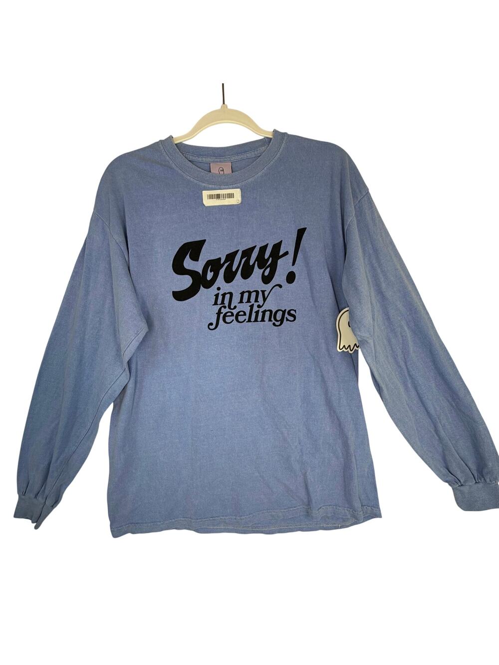 NWT Lonely Ghost Sorry In My Feelings Long Sleeve Shirt Blue Graphic Medium